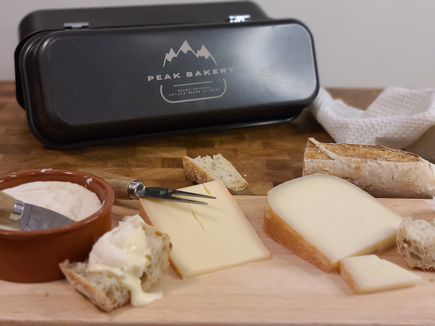 Cheese board with Peak Bread