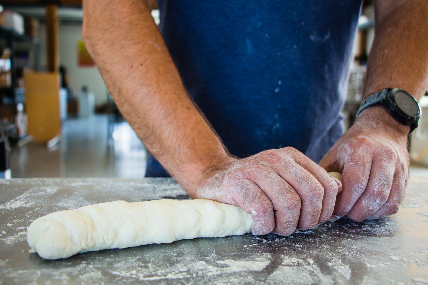 Working the dough traditionally